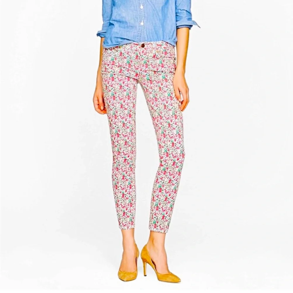 J.Crew Liberty Art Fabrics Emma & Georgina Floral Toothpick Skinny Ankle Jeans - Picture 1 of 8